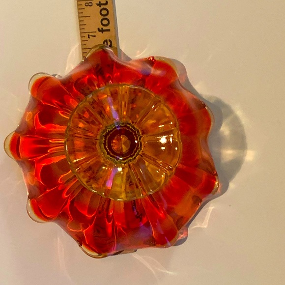 ❤️ Mid-Century Viking Glass Georgian Honeycomb, Orange to Red Glass Vase/Compote - Picture 11 of 12